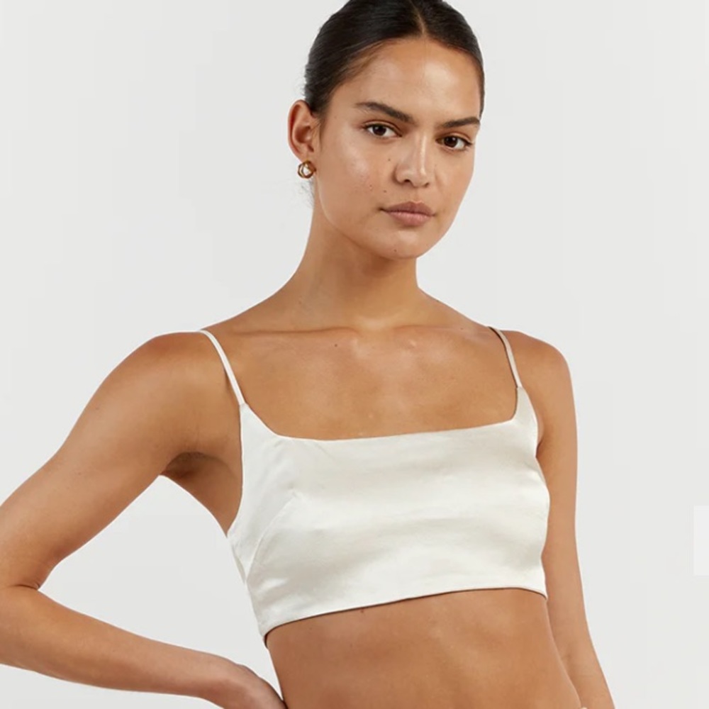 Dissh Set - CHARLI PEARL SATIN CROP TOP + SIMONE PEARL SATIN MIDI SKIRT